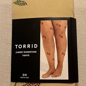 Torrid Tan Tights with Cherry Rhinestones